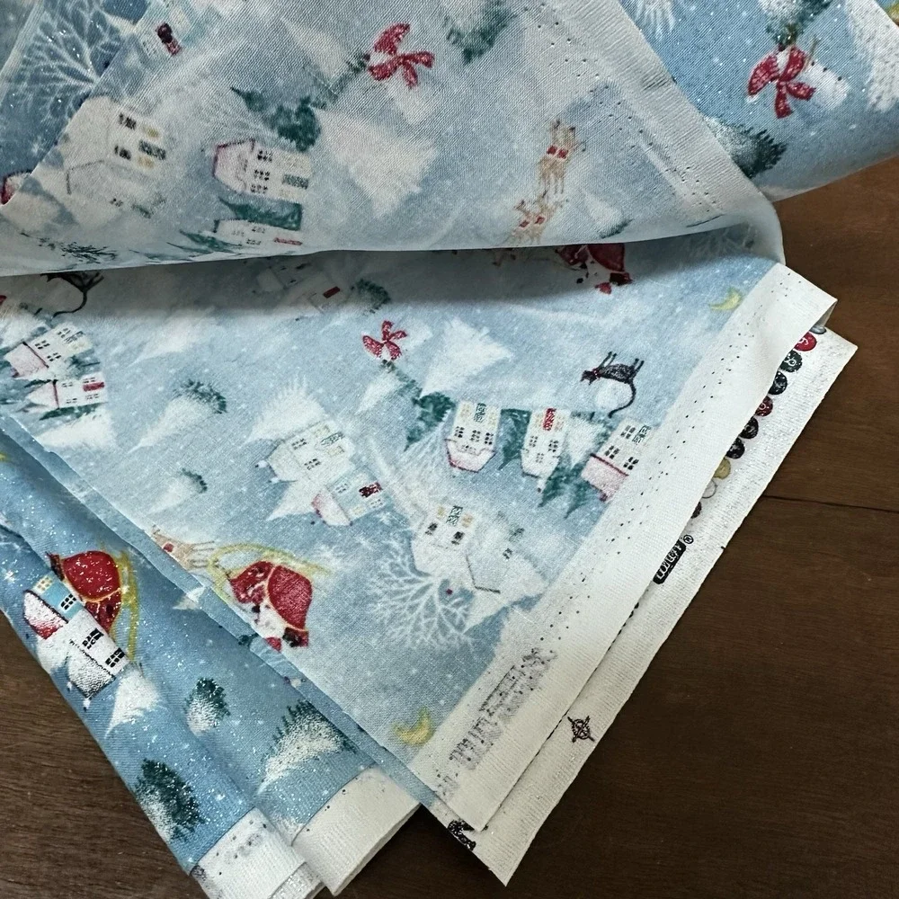 Vtg Keepsake Calico Retro Christmas Glitter Craft Upholstery Fabric 2 Yards